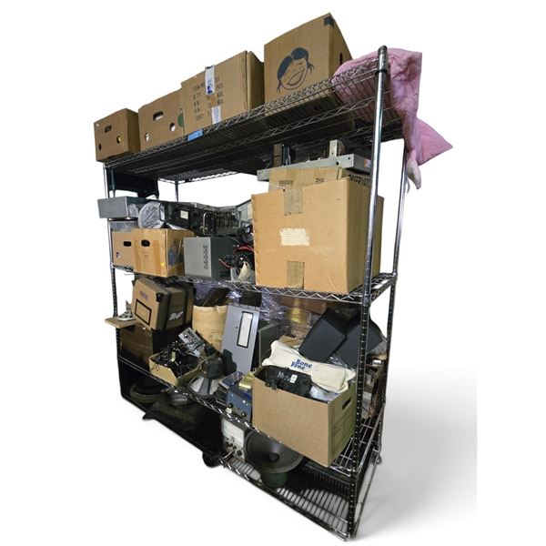Entire Shelf of Misc Electronic Components - Phillips, Cenco, Speakers, Etc.