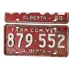 Image 3 : Pair of Vintage 1960 Alberta, Farm Com. Veh License Plates 879 552