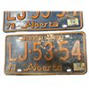 Image 3 : Pair of Vintage Alberta Wild Rose Country License Plates LJ 53 54