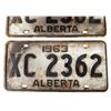 Image 3 : Pair of Vintage 1963 Alberta License Plates XC 2362