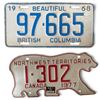 Image 1 : 2 Vintage License Plates - 1968 British Columbia & 1977 NWT Polar Bear Plate
