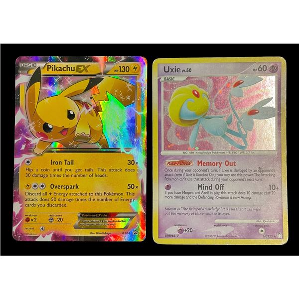 Group of 2 - Pokémon TCG Pikachu EX Promo & Uxie Holo Card