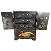 Image 2 : Vintage Japanese Crane Mini Jewelry Chest with Contents, H8" x W6"