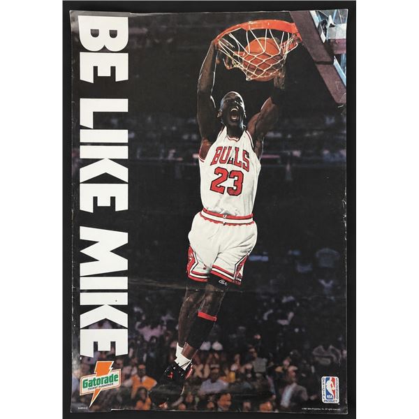 1990s Micheal Jordan Be Like Mike Gatorade Poster - Chicago Bulls #23 Dunk