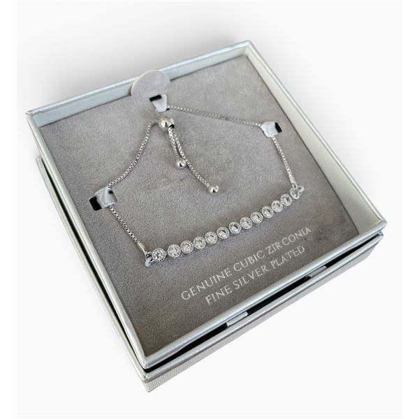 Genuine Cubic Zirconia Fine Silver Plated Bracelet