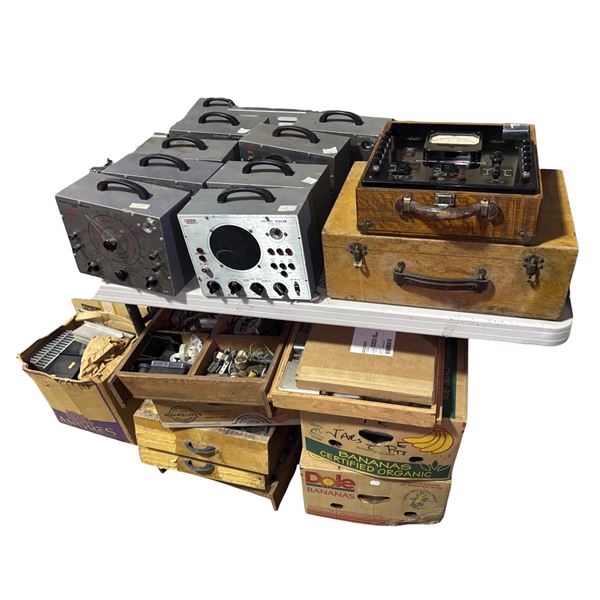 Large Group of Vintage Electronics and Testers Including Eico Signal Tracer, Supreme Model 550 Radio