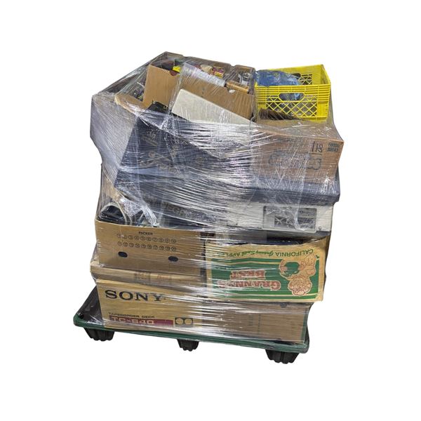 Pallet Lot of Assorted Electronic Parts, Flashlights, Spray Paints, and Mixed Parts