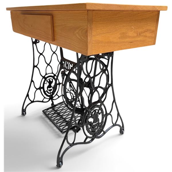 Singer Cast Iron Treadle Base Table, W38"