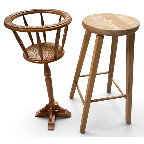 2-Pcs Tall Bar Stool and Plant Stand (H30")