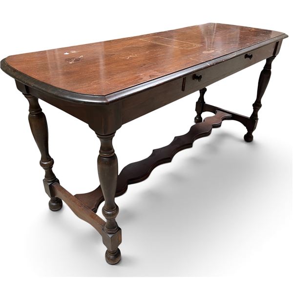 Vintage Spanish-Style Dark Wood Console Table, H28" x W59" x D21"