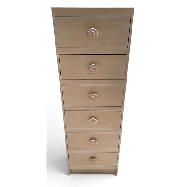 Natural Birch/Light Wood 6-Drawer Chest, H48" x 16" x 16"