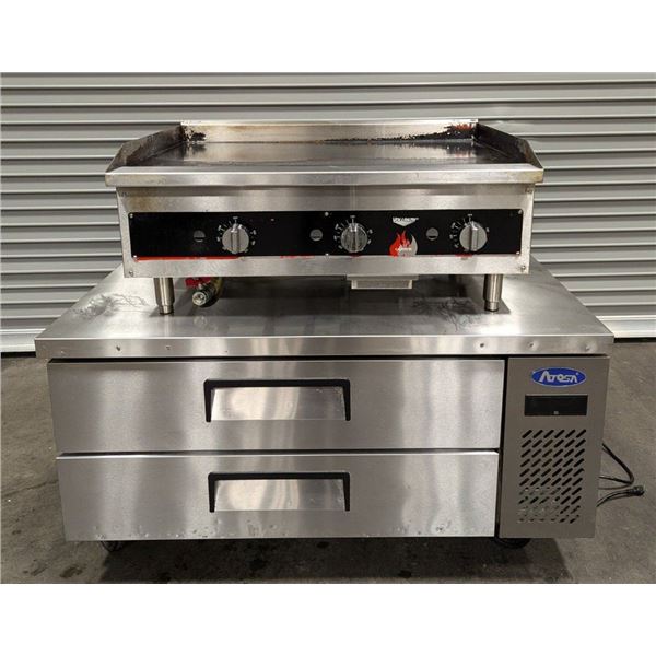 Vollrath 36" Gas Flat Griddle With Atosa 48" Refrigerated Chef Base