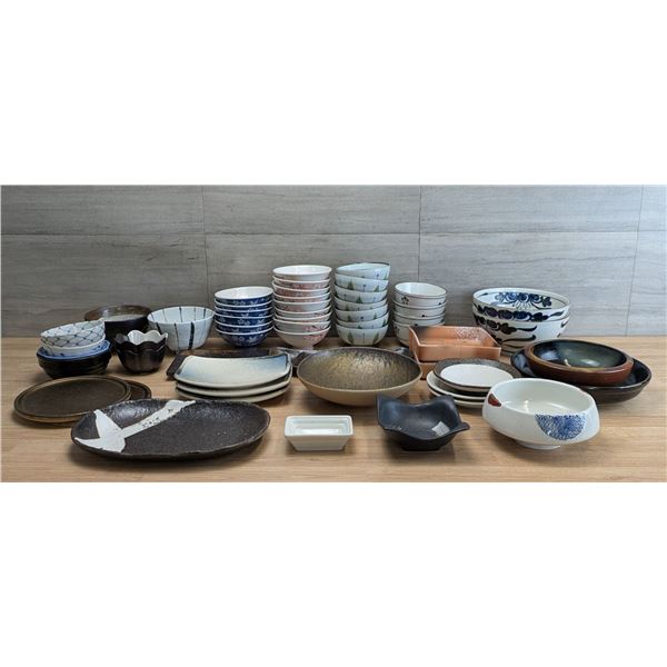 Assorted Japanese Ceramic Plates & Bowls - Lot of Approx. 40pcs