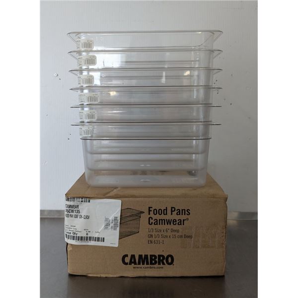 Cambro 1/3 Size 6" Deep Food Pans - Lot of 6 (1 Case)