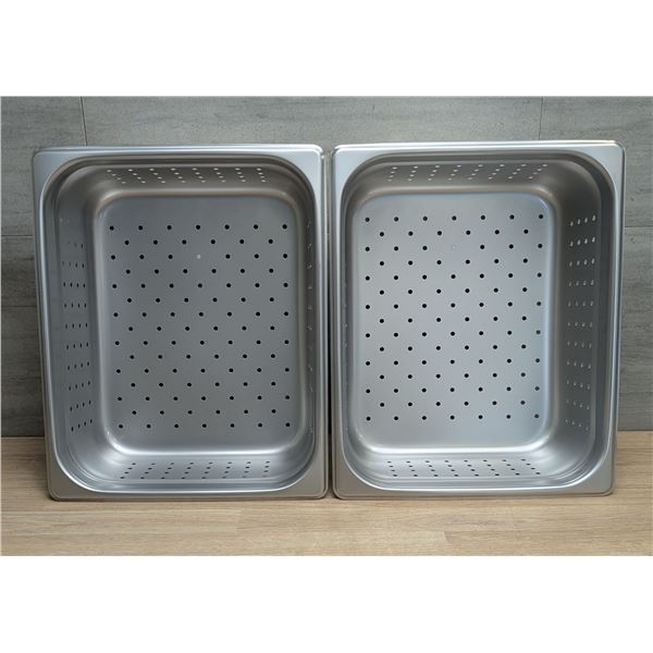 1/2 Size 4" Deep Perforated Stainless Steel Inserts, Johnson-Rose 58205 - Lot of 2
