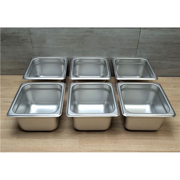 1/6 Size 4" Deep Stainless Steel Inserts, Johnson-Rose 58604 - Lot of 6