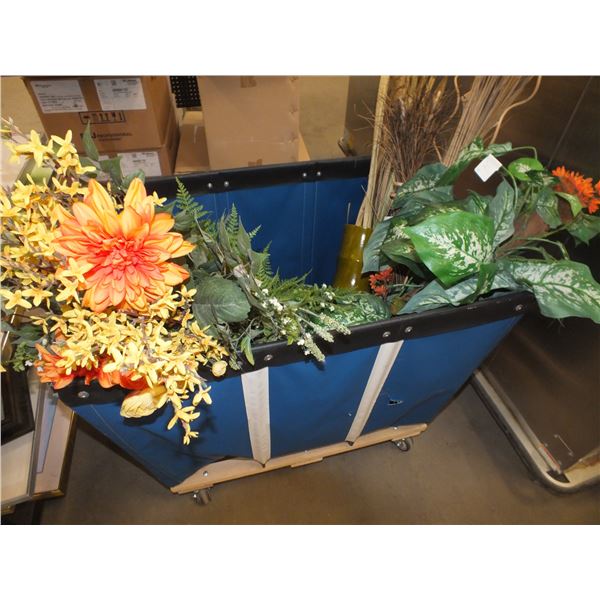 Laundry Cart w/ Fake Plants