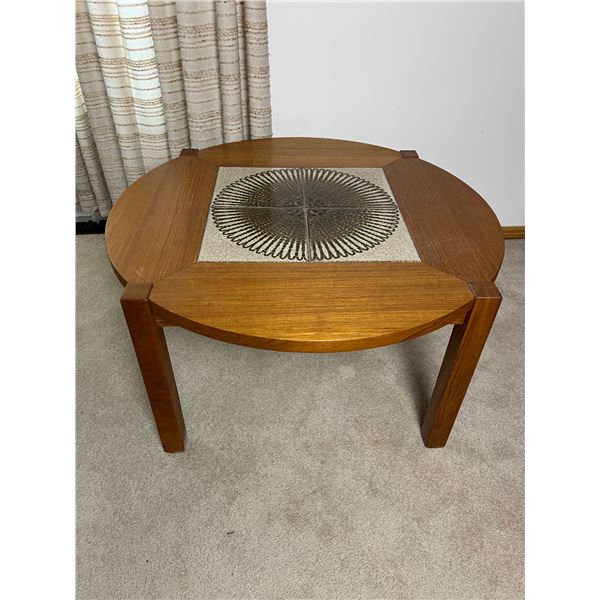 Wooden Table with Tile Inlay