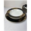 Image 2 : Mikasa "Gold Leaf Black" Fine China Set