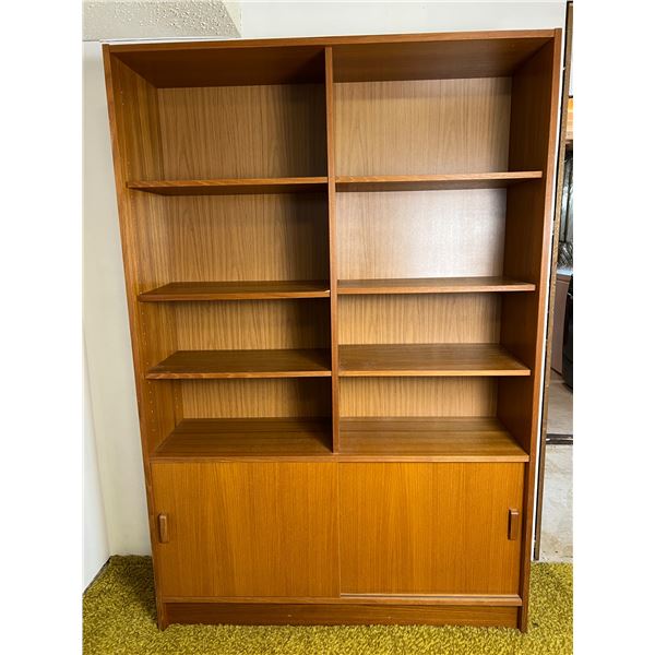 Vintage Bookshelf with Sliding Doors