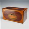 Image 1 : George III Mahogany and Marquetry Conch Shell Inlaid Tea Caddy with Key