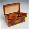 Image 2 : George III Mahogany and Marquetry Conch Shell Inlaid Tea Caddy with Key