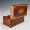 Image 3 : George III Mahogany and Marquetry Conch Shell Inlaid Tea Caddy with Key