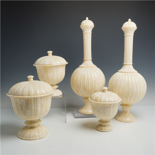 5pc Tozai Home Bone Clad Decorative Table Jar and Bottle Set