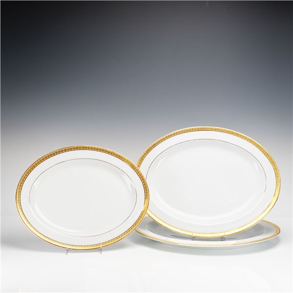 Three Bernardaud Limoges France Graduated Oval Serving Platters, Rhapsody Porcelain