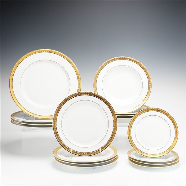 16-Piece Bernardaud Limoges France Porcelain Plates and Bowls, Rhapsody Pattern