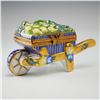 Image 1 : Limoges France Peint Main Porcelain Wheelbarrow Form Treasure Box