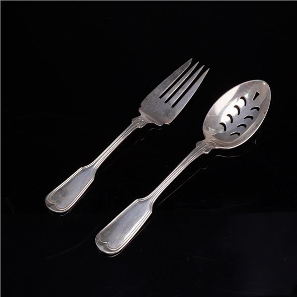 2pc Frank W. Smith Silver Co. Sterling Silver Fiddle Thread Pattern Serving Set