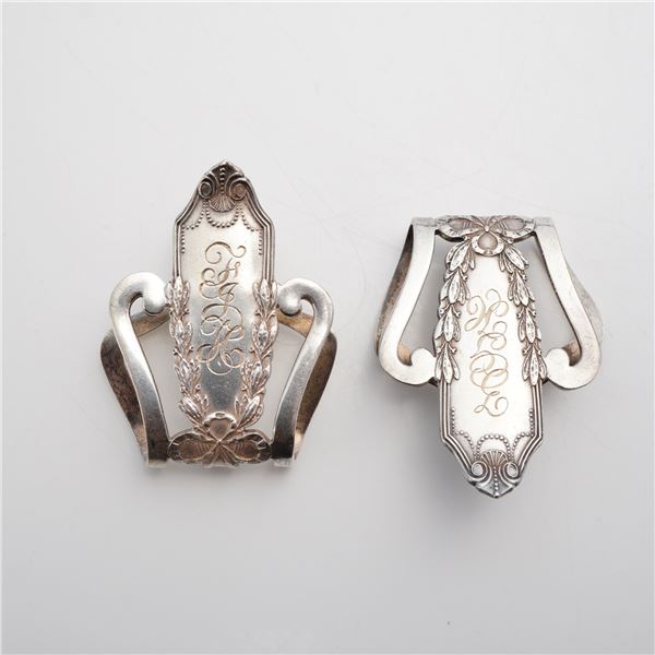 Lot of 2 Art Nouveau William B. Kerr and Co. Sterling Silver Napkin Holders