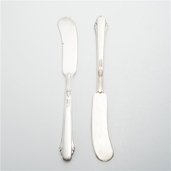 Pair of Gorham Sterling Silver Flat Handle Butter Spreader Knives