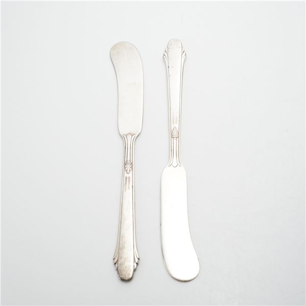 Pair of Gorham Sterling Silver Flat Handle Butter Spreader Knives
