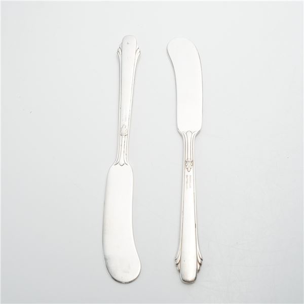 Pair of Gorham Sterling Silver Flat Handle Butter Spreader Knives