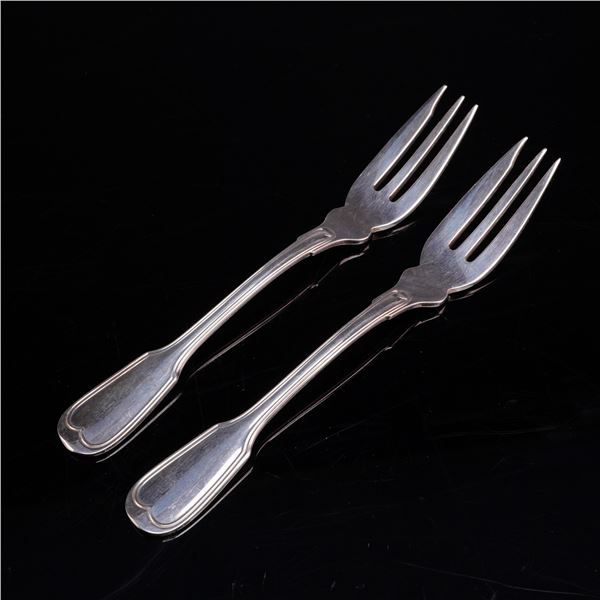 A Pair of Buccellati Italy Silver-Plated Nantucket Pattern Cocktail Forks