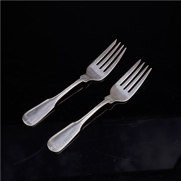 A Pair of Frank W. Smith Silver Co. Sterling Silver Fiddle Thread Pattern Forks