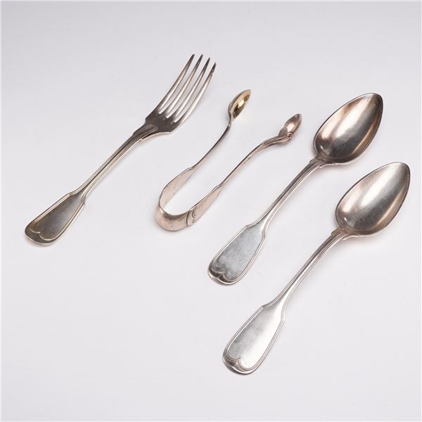4pc Assorment of 800 Silver and Christofle Silverplate Utensils