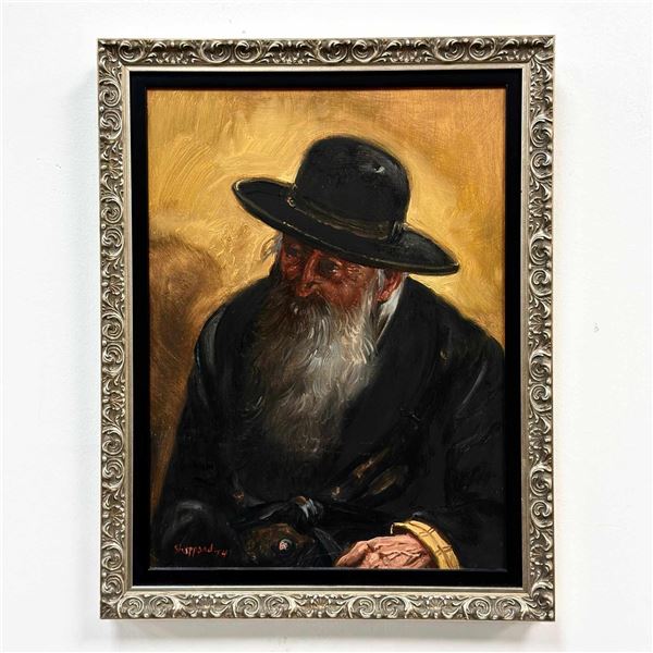 Joseph Sherly Sheppard (American, b. 1930) Oil on Board, Portrait of a Rabbi, 1974