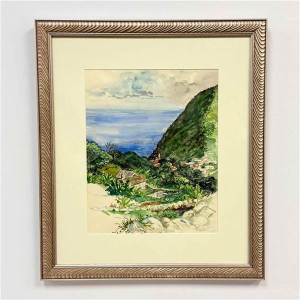 Joseph Sherly Sheppard (American, b. 1930) Watercolor on Paper, Windwardside, Saba