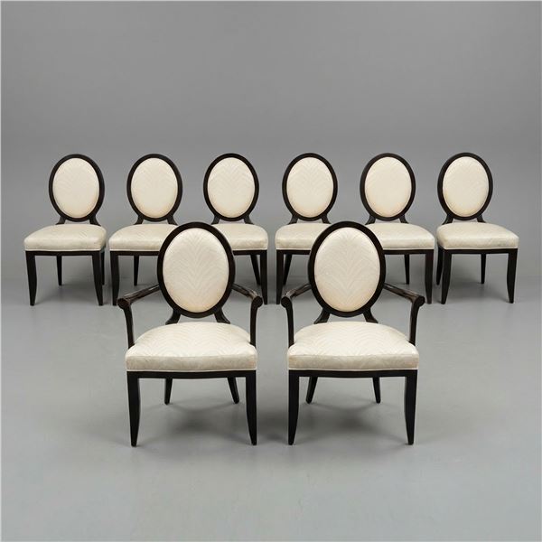 Set of Eight Barbara Barry Collection for Baker Oval X-Back Dining Chairs