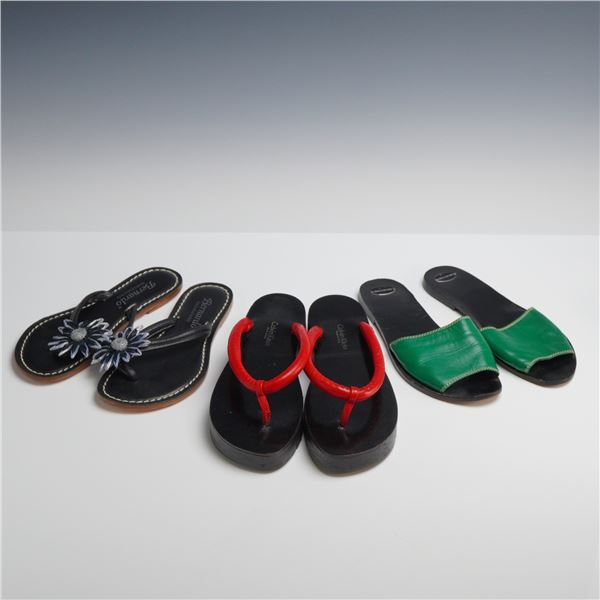 Three Pairs of Designer Summer Sandals: Calvin Klein, Bernardo, and Fausto Santini