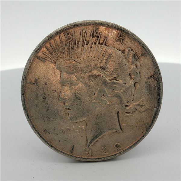 1922-S US One Dollar Peace Silver Dollar Coin, Circulated