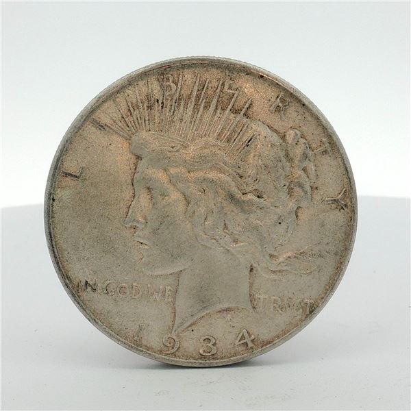 1934-D US One Dollar Silver Peace Dollar, Circulated