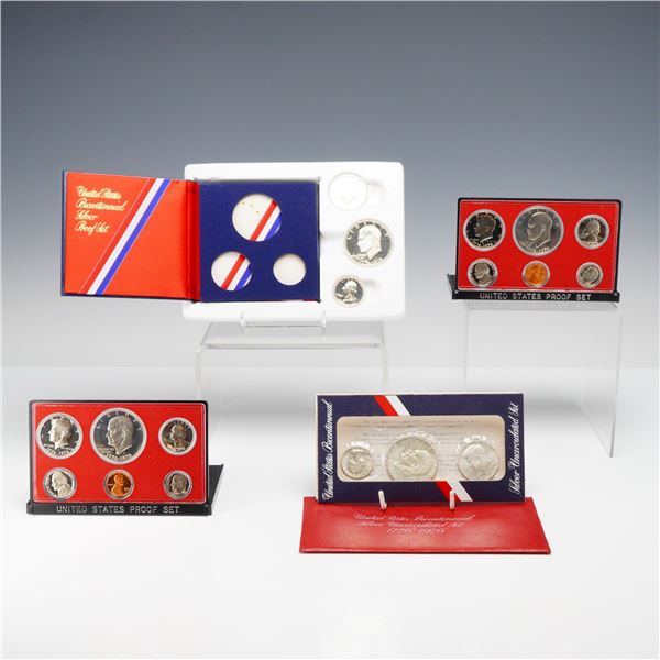 A Lot of 4 US Bicentennial Proof and Silver Uncirculated Coin Sets