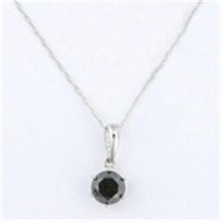1 ct. Black Diamond Solitaire White Gold Necklace