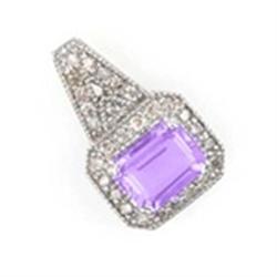 4ctw Amethyst & Diamond Pendant in White Gold