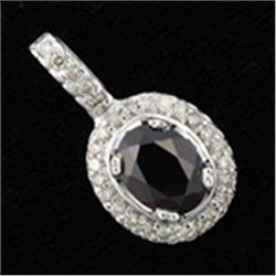 3 ctw Garnet & Diamond Pendant in White Gold