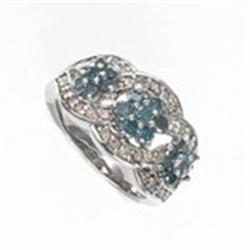 1.5 ctw Blue & White Diamond White Gold Ring